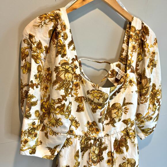 Shona Joy Bella Floral Open Back Linen Blend Mini Dress - size 4 - Picture 3 of 7